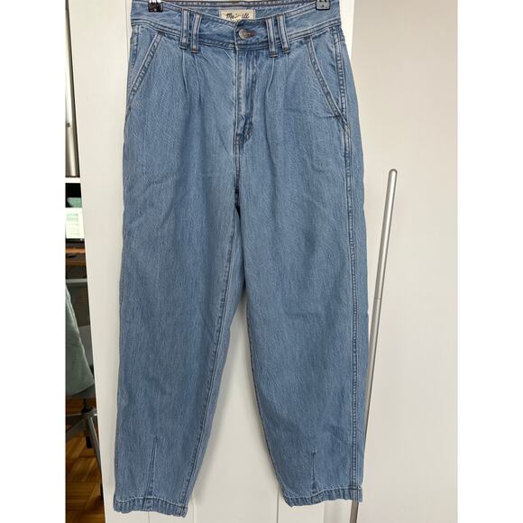 Madewell Baggy Tapered Jeans Idarose Light Wash Pleated Edition, Size 25, EUC - Picture 2 of 6
